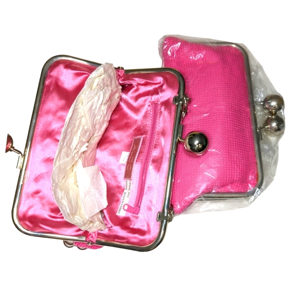 * New "ALDO Evening Hot Pink Metallic Clutch  Bag Chain Strap - Picture 7 of 15
